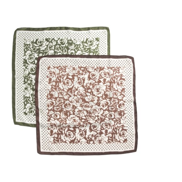 LA VALENTINA Green/Brown 2pk Floral Scarves - Picture 2 of 2